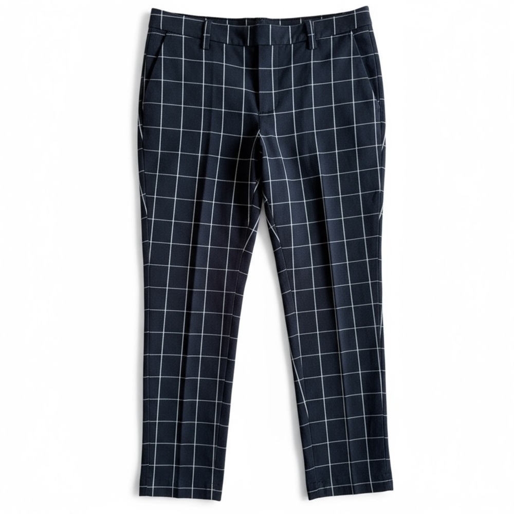 Lauren Ralph Lauren Navy Windowpane Plaid Ankle Pants Workwear Office Preppy 8